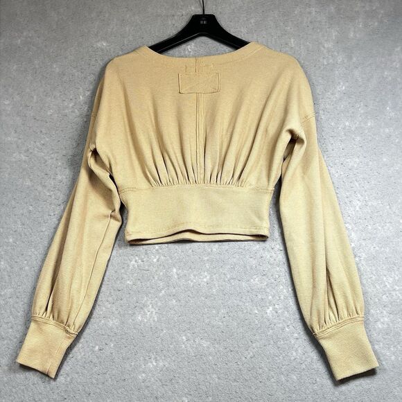We The Free Surplice Crop Top Womens Size Small Brown All Nighter Long Sleeve - Picture 8 of 11